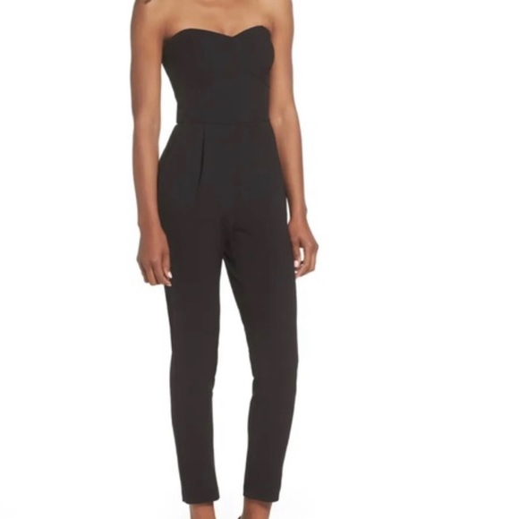 Adelyn Rae Black Strapless Jumpsuit with Pockets - Picture 2 of 7